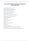 BIO II QUIZ NOTES FOR PRE-LAB COMPLETE QUESTIONS 2024
