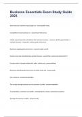 Business Essentials Exam Study Guide with Revised Questions and Answers 2023