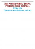 2023 ATI PN COMPREHENSIVE PREDICTOR2023-2024REAL EXAM180 QuestionsAnd Answersverified 