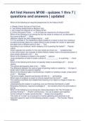 Art hist Honors M100 - quizzes 1 thru 7 &vert; questions and answers &vert; updated 