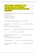 NFPT EXAM CHAPTER 6 THE PHYSIOLOGY OF NUTRIENT METABOLISM-48 QUESTIONS AND ANSWERS
