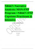 NR667: Narrative Analysis: MSN-FNP Program / NR667: FNP Capstone Practicum & Intensive Narrative Analysis