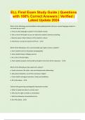 ELL Final Exam Study Guide &vert; Questions with 100&percnt; Correct Answers &vert; Verified &vert; Latest Update 2024 &vert; 30 Pages