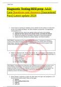 Diagnostic Testing HESI prep- Adult  Care Questions and Answers &lpar;Guaranteed  Pass&rpar; Latest update 2024