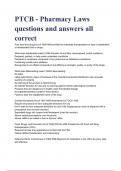 PTCB - Pharmacy Laws questions and answers all correct P