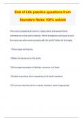 End of Life practice questions from Saunders Nclex 100&percnt; solved