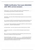 TAMIS Certification Test exam 2023&sol;2024 with 100&percnt; correct answers