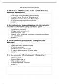 70 Multiple Choice Exam Questions with Answers  -  Strategic Human Resource Management (SHRM): MAN-BCU008A