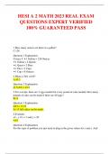 HESI A 2 MATH 2023 REAL EXAM QUESTIONS EXPERT VERIFIED 100&percnt; GUARANTEED PASS