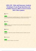 AIDA 182 - Risk and Insurance Analysis Techniques Exam Prep&vert; Questions and Verified Answers&vert; 100&percnt; Correct &lpar;Latest 2023&sol; 2024 Update&rpar;