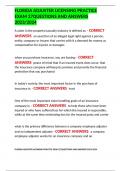 FLORIDA ADJUSTER LICENSING PRACTICE EXAM 27QUESTIONS AND ANSWERS 2023&sol;2024 