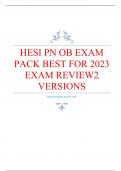 HESI PN OB EXAM PACK BEST FOR 2023 EXAM REVIEW2 VERSIONS