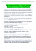 Life Insurance Study Exam- Georgia Questions And Correct Solutions