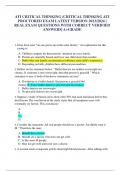 ATI CRITICAL THINKING &sol;CRITICAL THINKING ATI PROCTORED EXAM LATEST VERSION 2023&sol;2024 &vert; REAL EXAM QUESTIONS WITH CORRECT VERIFIED ANSWERS&vert; A&plus;GRADE