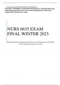WALDEN UNIVERSITY, NURS 6635 EXAM FINAL, WINTER 2023 Exam Elaborations Questions With Answers and Explanations Provided Newly Updated 2023 Exam Review Guide Latest Verified Review 2023 Practice Questions and Answers for Exam Preparation, 100% Correct with