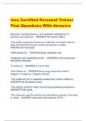 Issa Certified Personal Trainer Test Questions With Answers