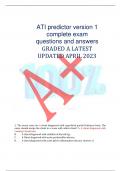ATI predictor version 1  complete exam  questions and answers  GRADED A LATEST  UPDATED APRIL 2023