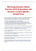 RN Comprehensive Online  Practice 2019 B Questions and  Answers | Latest Update |  Graded Pass