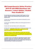 RN Comprehensive Online Practice  2019 B with NGN Questions and  Answers | Latest Update | Graded  Pass Graded A+
