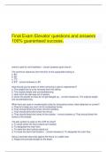    Final Exam Elevator questions and answers 100% guaranteed success.