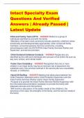 Intact Specialty Exam Questions And Verified  Answers | Already Passed |  Latest Update