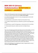 BSN 205-10 (Urinary  Catheterization) QUESTIONS &  CORRECT ANSWERS
