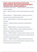 IOWA CORE EXAM REVIEW PESTICIDE APPLICATORS  2023-2024 QUESTIONS WITH VERIFIED SOLUTIONS GRADED A&plus;