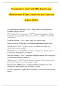 Ornamental and Turf TDA Landscape Maintenance Exam Questions and Answers Solved 100%
