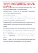 SOCIAL WORK COMPREHENSIVE EXAM 2023-2024 QUESTIONS WITH VERIFIED SOLUTIONS GRADED A&plus;