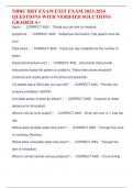 NBRC RRT EXAM EXIT EXAM 2023-2024 QUESTIONS WITH VERIFIED SOLUTIONS GRADED A&plus;