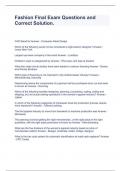 Fashion Final Exam Questions and Correct Solution&period;