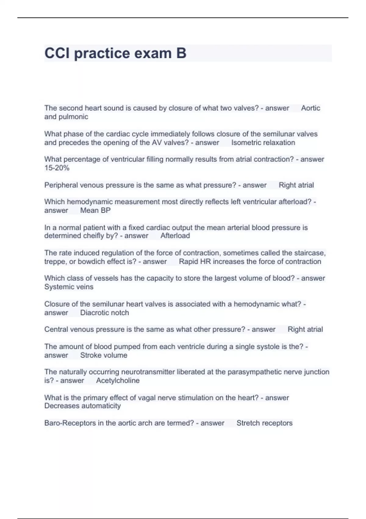 CCI practice exam B Questions with correct Answers 2023 CCI Stuvia US