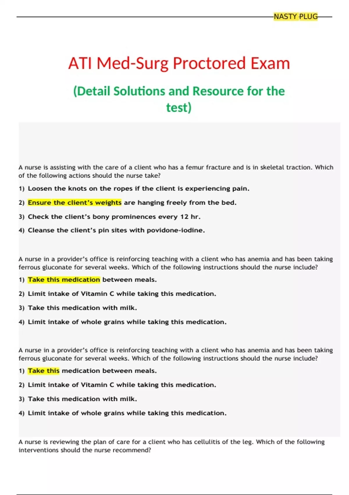 ATI Med Surg BUNDLED ALL MedicalSurgical HESI Practice Test With