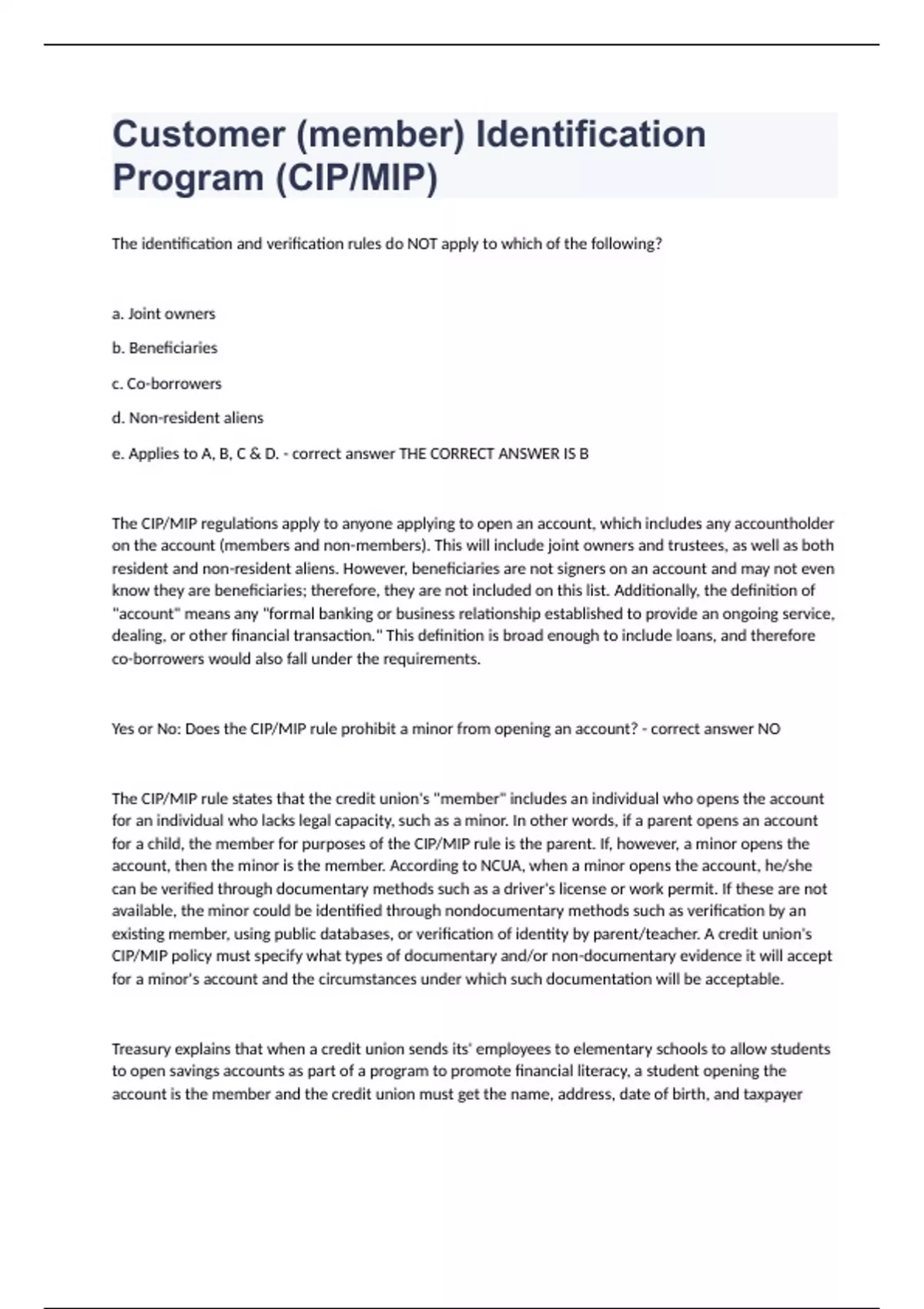 Customer (member) Identification Program (CIP/MIP) 2023/2024 already ...