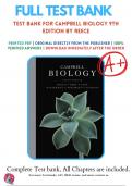 Test Bank For Campbell Biology 9th Edition by Reece  | 9780131375048 | 2012-2013 |Chapter 1-56 |All Chapters with Answers and Rationals