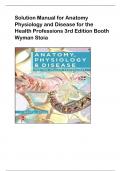 Solution Manual for Anatomy  Physiology and Disease for the  Health Professions 3rd Edition Booth  Wyman Stoia