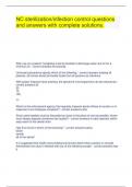 NC sterilization&sol;infection control questions and answers with complete solutions&period;