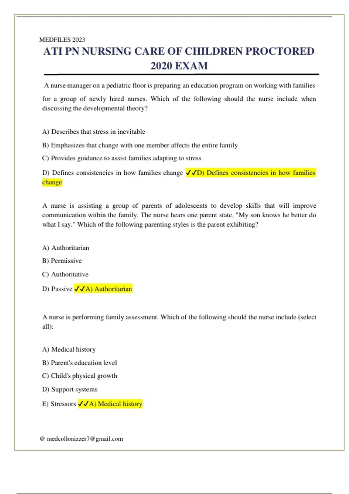 ATI PN NURSING CARE OF CHILDREN PROCTORED 2020 EXAM - Stuvia US