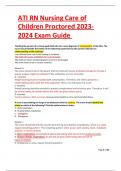 ATI RN Nursing Care of Children Proctored 2023- 2024 Exam Guide 