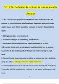 NCLEX- Pediatrics Infectious & communicable diseases Questions and Answers &lpar;2023&sol;2024&rpar; &lpar;Verified Answers&rpar;