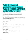 WGU C955 applied probability and statistics, WGU C955 100% VERIFIED  ANSWERS 2023/2024
