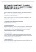 HIPPA AND PRIVACY ACT TRAINING  EXAM WITH 100&percnt; CORRECT ANSWERS  &vert; ALREADY GRADED A&plus;