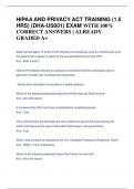 HIPAA AND PRIVACY ACT TRAINING &lpar;1&period;5  HRS&rpar; &lpar;DHA-US001&rpar; EXAM WITH 100&percnt;  CORRECT ANSWERS &vert; ALREADY  GRADED A&plus;