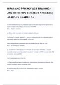 HIPPA AND PRIVACY ACT TRAINING &lpar;1&period;5  HRS&rpar; EXAM WITH 100&percnt; CORRECT  ANSWERS &vert; ALREADY GRADED A&plus;