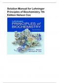 Solution Manual for Lehninger  Principles of Biochemistry 7th  Edition Nelson Cox
