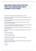 EMS NEW YORK STATE WTITTEN TEST &vert;1214 QUESTIONS &vert; WITH CORRECT SOLUTIONS&period;