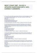 WEST COAST EMT - BLOCK 4 UPDATED QUESTIONS WITH 100% CORRECT ANSWERS.