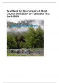 Test Bank for Biochemistry A Short  Course 3rd Edition by Tymoczko Test  Bank ISBN