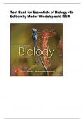 Test Bank for Essentials of Biology 4th  Edition by Mader Windelspecht ISBN