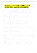 BIOLOGY 111 EXAM 1- TAMU EXAM QUESTIONS AND ANSWERS 2024&period;